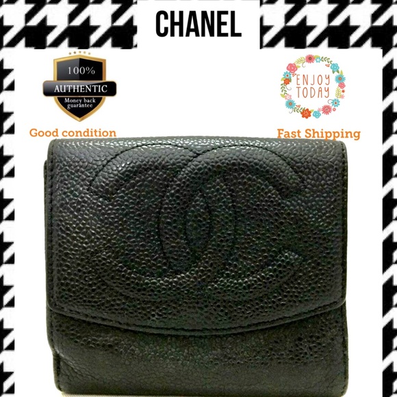 CHANEL Handbags - 🌻💯 Chanel CC Logo Wallet Black Caviar #N9767X40